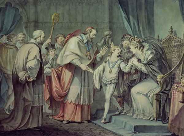 Richard, Duke of York, taking leave of his Mother, Elizabeth Woodville, in the Sanctuary, Westminster - view 1