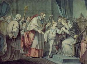 Richard, Duke of York, taking leave of his Mother, Elizabeth Woodville, in the Sanctuary, Westminster by Giovanni Batista Cipriani