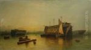 Hulks At Anchor At The Thames.