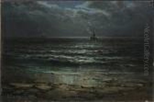 Sail And Steam By Moonlight 'g. Gregory 1886' - view 1