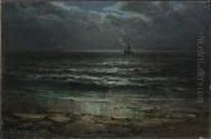 Sail And Steam By Moonlight 'g. Gregory 1886' by George Gregory