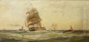 Running Down The Channel In A Fair Wind As She Clears The Stern Of The Ferry by George Gregory
