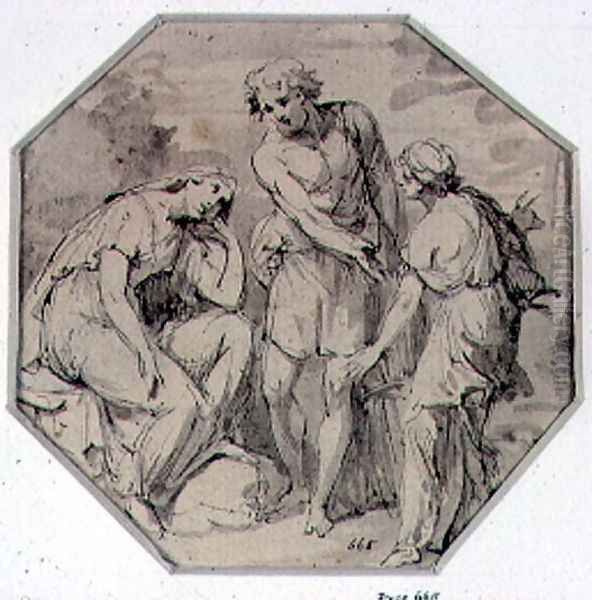 A Man and two Women Conversing - view 1
