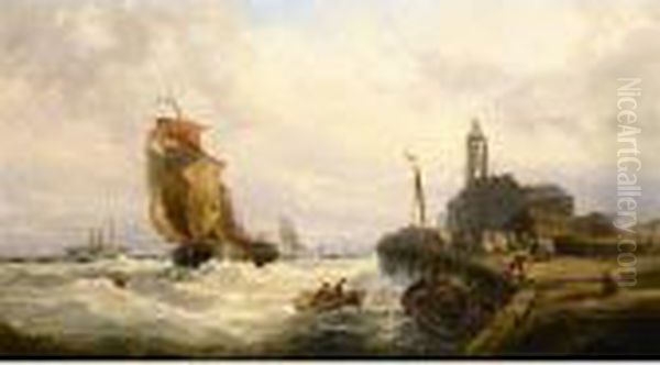 A French Barge Entering Harbour - view 1