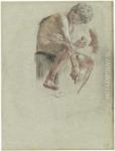 Sitzender Knabenakt by Otto Greiner