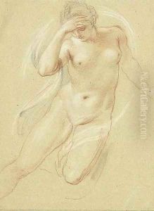 A female nude, three-quarter-length, looking down by Giovanni Batista Cipriani