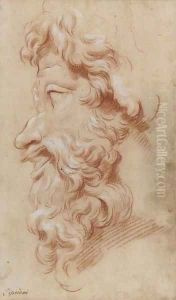Study of the profile of a bearded God by Giovanni Batista Cipriani