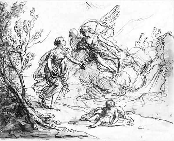 The angel appearing to Hagar and Ishmael - view 1