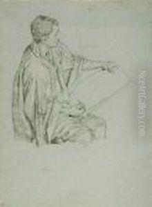 Selbstbildnis Beim Zeichnen. by Otto Greiner