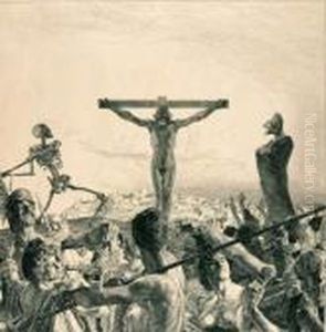 Golgatha (grose Kreuzigung Christi). by Otto Greiner