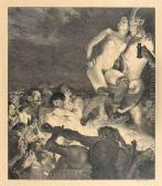 Der Teufel Zeigt Das Weib Dem
Volke (le Diable Presente La Femme Au Peuple). Vom Weibe, Pl. Iii. 1898 by Otto Greiner