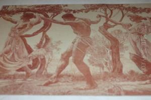 The Dance, Together With Two Portraits And One Figural Scene by Otto Greiner