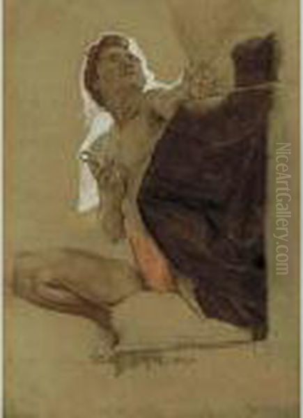 Two Studies For "odysseus And The Sirens": A Drawing And A Color Print by Otto Greiner