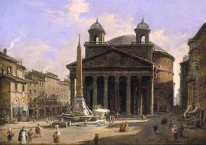 View of the Pantheon Rome by Ippolito Caffi
