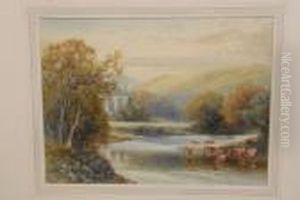 Cattle Watering, Bolton Abbey, Yorkshire by Frank Gresley