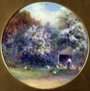 Feeding The Chickens, Chellaston by Frank Gresley