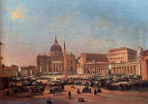 St. Peter's and the Vatican Palace, Rome by Ippolito Caffi