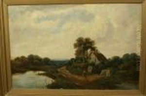 The Country Path, With Figure Carrying A Basket by James Stephen Gresley