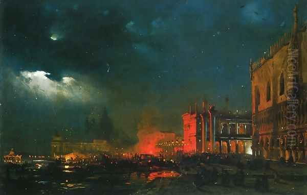 Night Festival on the Molo di San Marco upon the Feast Day of the Archduke Massimiliano d'Asborgo - view 1