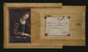 A Trompe L'oeil Of A Box, 
Half-open, With A Portrait Of A Lady, Half-length At A Ledge, Writing A 
Letter by Gabriel Gresly