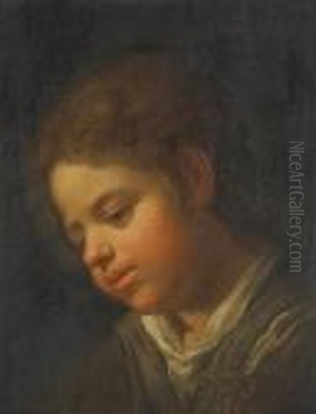 A Head Of A Boy Looking Down - view 1