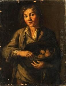 A Peasant Boy,
Three-quarter-length, Holding A Hat Full Of Fruit;and A Peasant Girl,
Three-quarter-length, With A Bowl Of Soup by Gabriel Gresly