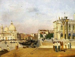 Venice, the Molo towards Ovest by Ippolito Caffi