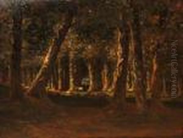 Barbizon Forest Scene With Animals - view 1