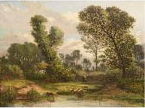 Moutons Pres De L'etang by Prosper Gresy
