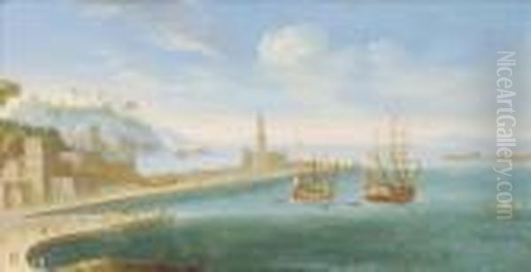 Mediterranean Harbour Scene With Vessels Atanchor - view 1