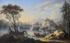 Navire Dans Une Baie Montagneuse