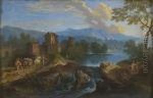 Paysage De Riviere Dans La Campagne Aux Environs De Rome
