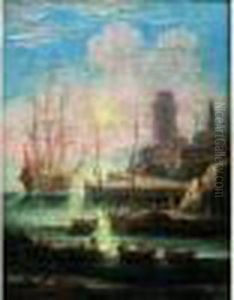 Vue D'un Port Mediterraneen by Orazio Grevenbroeck