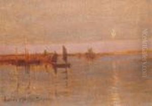 St Ives Harbour; Moonlight St Ives Harbour. by Louis Monro Grier