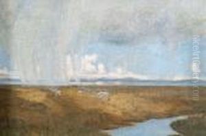 Salt Marsh Sheep On A Showery Day