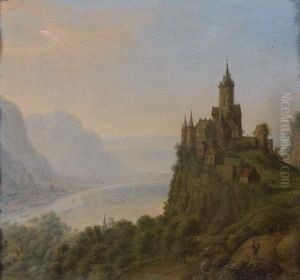 Paysage Panoramique De La Vallee Du Rhin Avec Un Chateau