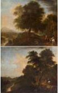 A Pair Of Wooded River Landscapes