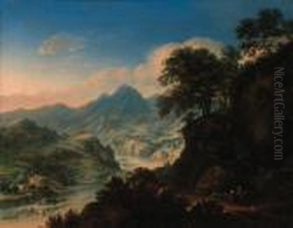 A Rhenish Landscape With Travellers Resting On A Track - view 1