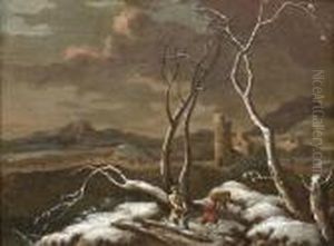 Winterlandschaft Mit Figuren, Die Reisig Sammeln by Robert Griffier