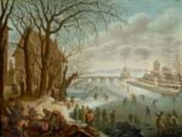 Winterlandschaft Mit Eislaufern - view 1