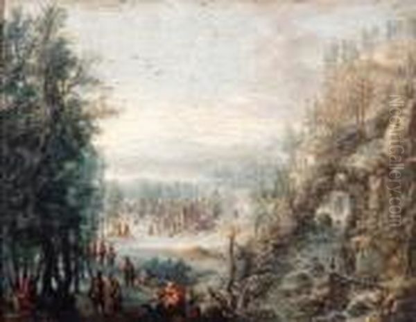 Travellers Resting By A Track In
A Wooded Landscape; And A Woodedriver Landscape With Figures In The
Foreground - view 1