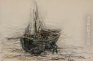 Beached Sailboat, Brittany by Walter Griffin