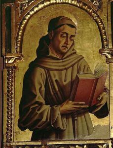 St. Francis, detail from the Santa Lucia triptych by Carlo Crivelli