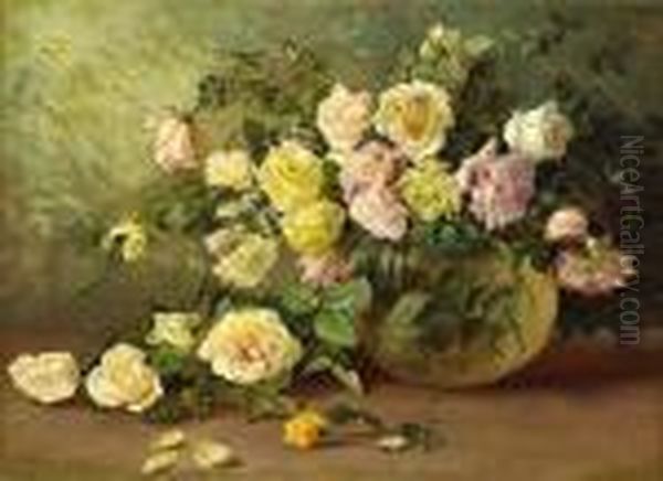A Still Life With Pink And Yellow Roses - view 1