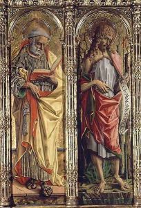 St. Peter and St. John the Baptist, detail from the Sant'Emidio polyptych, 1473 by Carlo Crivelli