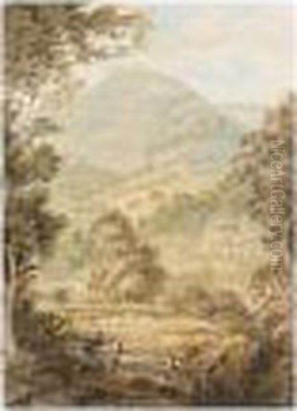 Castell Dinas Bran, Denbighshire, From The Gardens At Plas Newydd - view 1