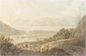 View On The Dee Near Pentir And
Llantysilio; The Windings Of The Dee And Bala Lake, Merionethshire by Moses Griffiths