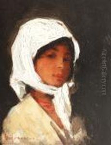 Peasant Girl With White Head Dress by Nicolae Grigorescu