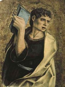 A male saint holding a book