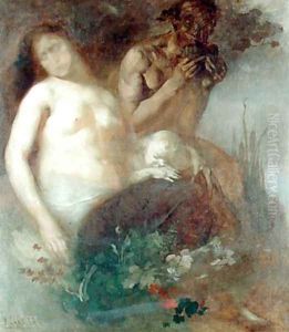 Nymph and Satyr by Eugene Carriere